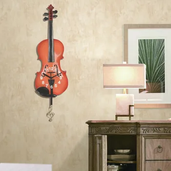 

Music Theme Wall Clock For Kids Room Decoration Home Decoration Accessories Wall Clocks Violin Design Hanging