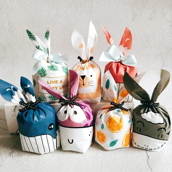 

500 X Cute Rabbit Ear Cookie Bags Gift Bags For Candy Biscuits Snack Baking Package Event Party Supplies 10x17cm