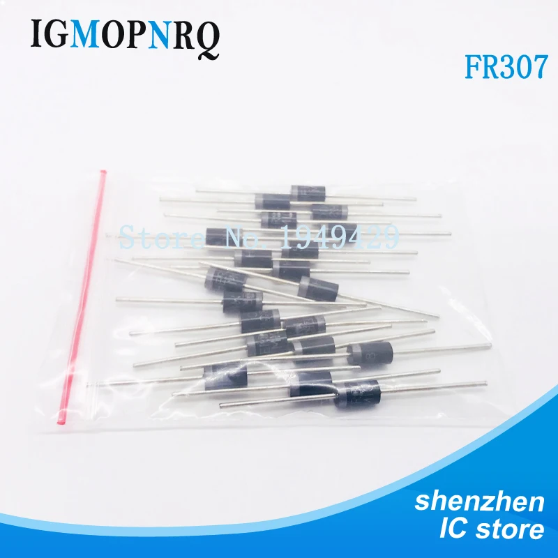 20PCS/Lot FR307 Rectifier Diode 3A 1000V DO-27 New Wholesale Electronic | Электронные компоненты и принадлежности