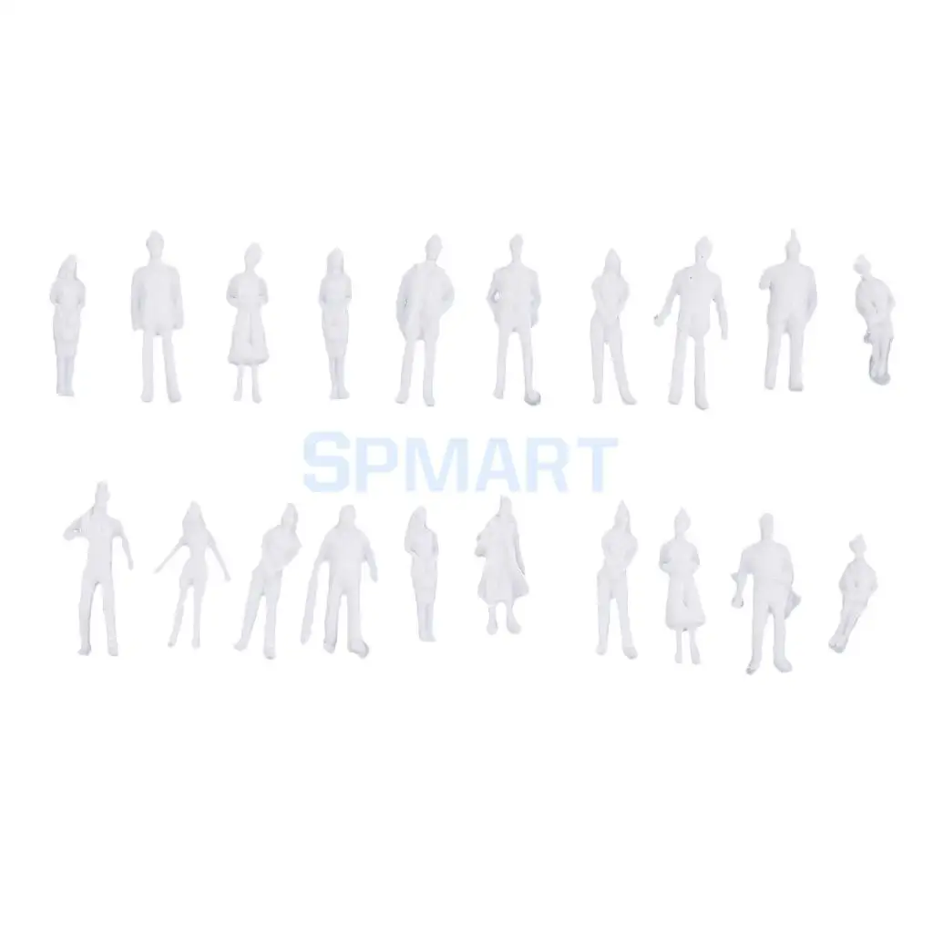 20Pcs/lot 1:100 HO Scale Model Miniature White Figure Architectural Model Human Scale Model Plastic Peoples