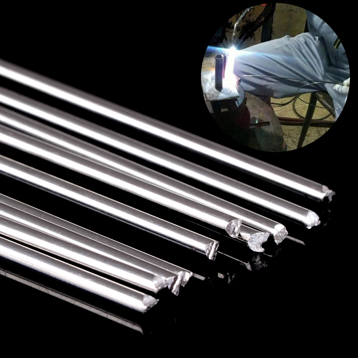 10 шт Металл алюминиевая сварочная проволока низкая Температура магния пайка твёрдая пайка Придерживайтесь стержни 1,6 мм x 250 мм серебро