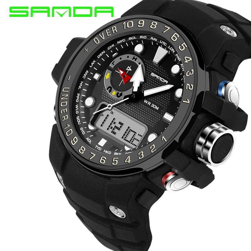 

SANDA fashion sports military waterproof watch men's quartz digital watch LED men's sports watch Relogio Masculino