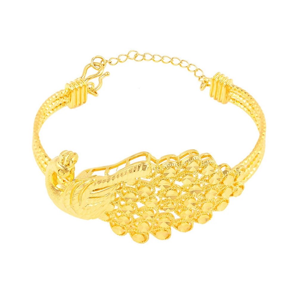 

Phoenix Patterned Bridal Jewelry Yellow Gold Filled Womens Cuff Bangle Bracelet