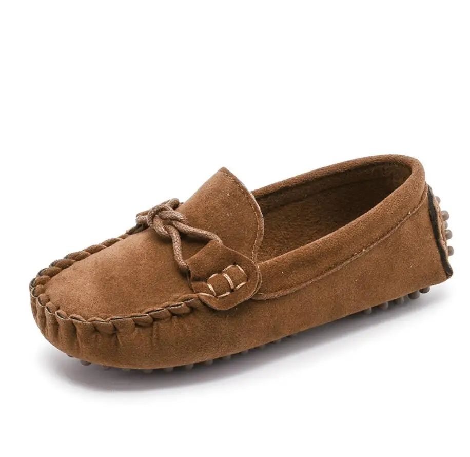 Детская кожаная обувь г. Повседневная обувь для мальчиков; Лоферы для мальчиков всех размеров 21-35; мягкая дышащая обувь без застежки для мальчиков кроссовки для вечеринки для девочек - Цвет: Коричневый
