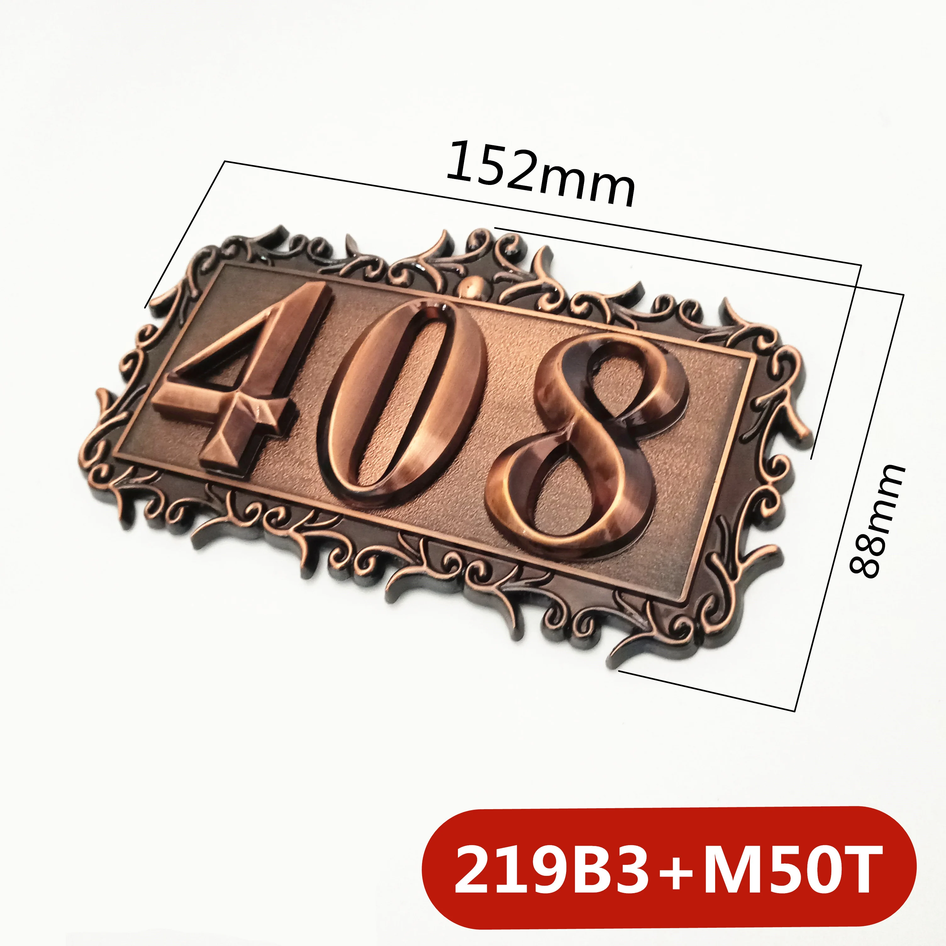 

Three digits ABS Plastic Imitation Metal Bronze House Number Custom Sign Door Number Sticker For Hotel Apartment Door Plate