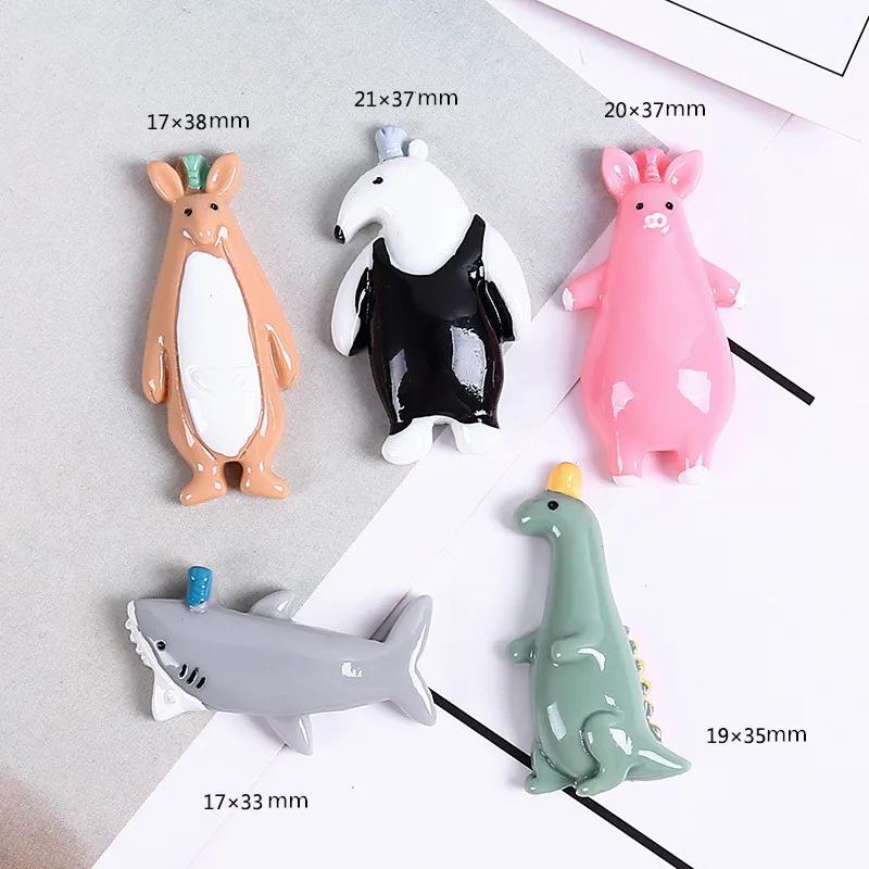 

10pcs/lot Kawaii Resin Cabochons Accessoires DIY Embellishments Flat Back Resin Cabochon Cartoon Animal Character Dinosaur Bear