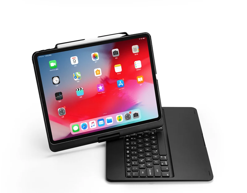 [Новое] Bluetooth клавиатура чехол для Apple iPad Pro 12,"(), 360 вращение и 7-Цвет с подсветкой, на застежке, чехол, жесткий Беспроводной клавиатура