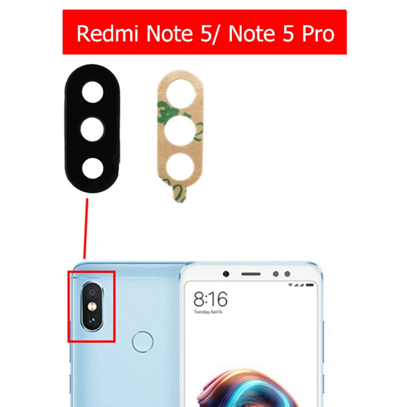 2 шт. для Xiaomi Redmi Note 5/Note 5 Pro камера Стекло Объектив задняя камера стекло объектив с клеем Замена Ремонт Запасные части