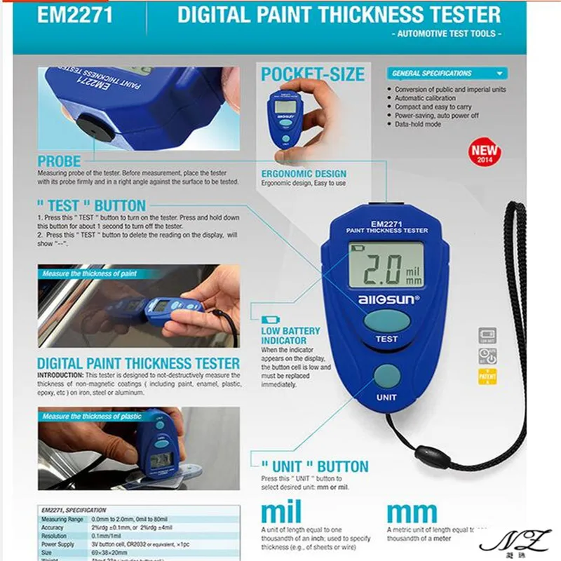 EM2271 Digital Coating Thickness Car Painting Meter paint thickness