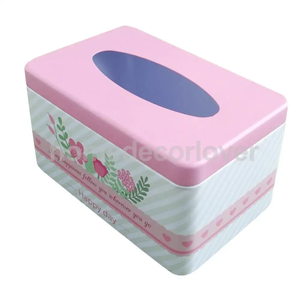 Tissue Box Cover Napkin Holder Car Paper Storage Container Tin Case Kitchen