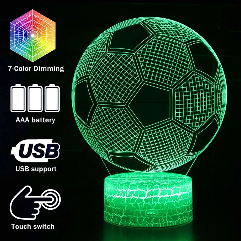 Magiclux Новинка Освещение 3D иллюзия светодиодный светильник футбольная модель ночные светильники для Декор для детских комнат креативные
