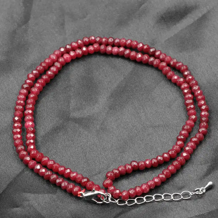 Красивая красная цепочка, ожерелье для женщин, натуральный рубин, нефрит, камень, бусы, колье, ожерелье, ожерелье, s 2x4 мм, Abacus, подарок, ювелирное изделие, 18 дюймов, A812