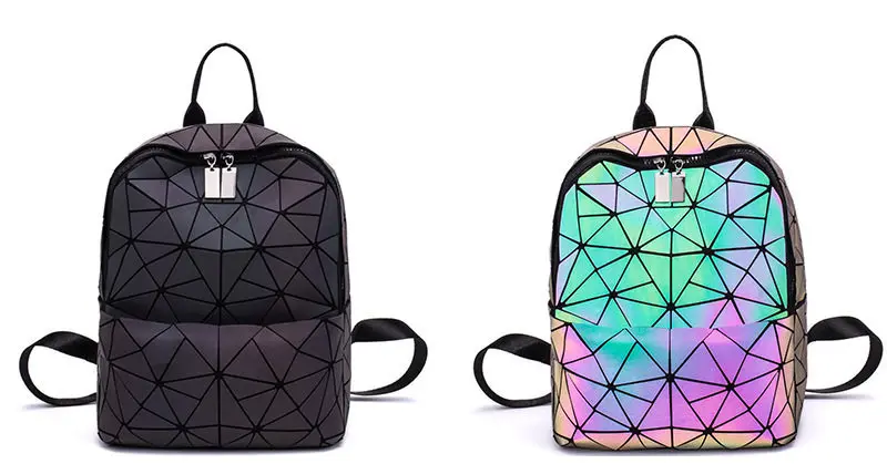 Светящиеся рюкзаки, женский геометрический рюкзак для ноутбука, мужской рюкзак через плечо, школьный голографический рюкзак, Женский школьный рюкзак