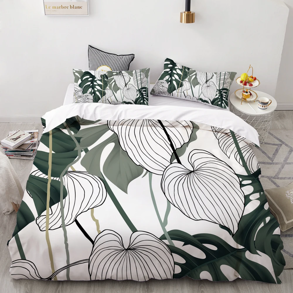 3D HD Print Bedding Set Custom/King/Europe/USA,Duvet Cover Set Queen/King,Quilt/Blanket Cover Set Bedclothes Nordic eucalyptus - Цвет: Flower -07