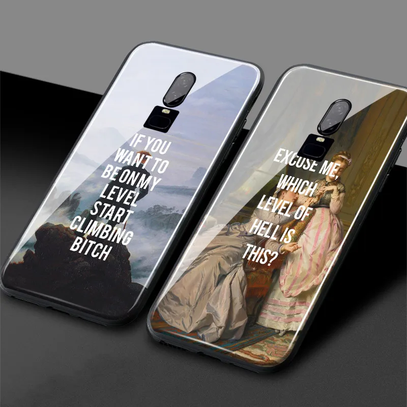 Famous classic art painting quotes Luxury Soft Silicone One Plus 1+6T Tempered Glass Phone Case Cover for OnePlus 6 6T 7 7T Pro | Мобильные