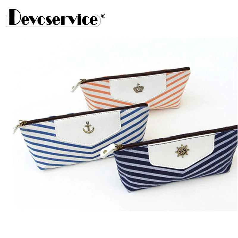1 шт. милые школьные принадлежности пенал в темно синюю полоску для мальчиков и