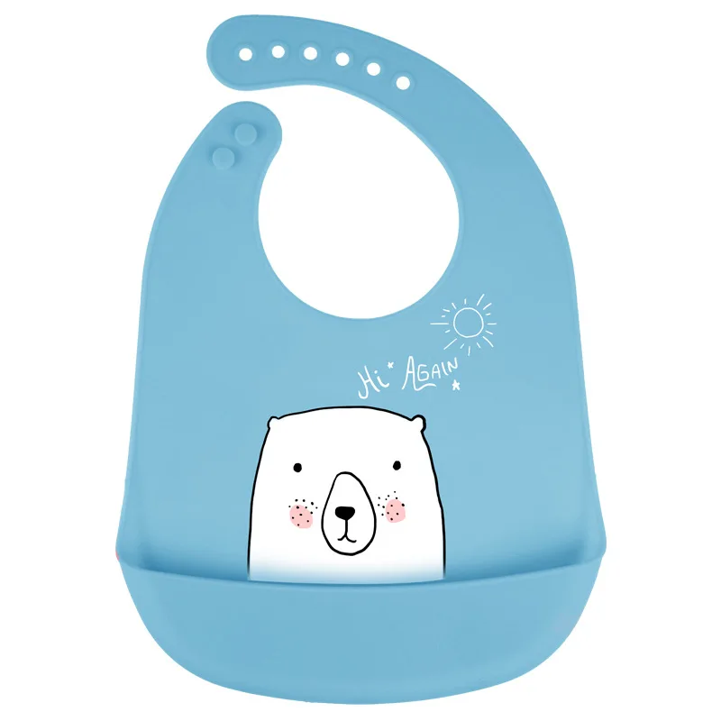 Cartoon Prints Kids Silicone Bib Baby Bibs Children Adjustable Waterproof Bib Baby Boy Girl Feeding Tools Baby Stuff for Newborn