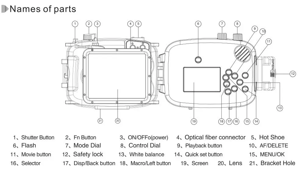 for fujifilm camera X-A1 housing underwater case