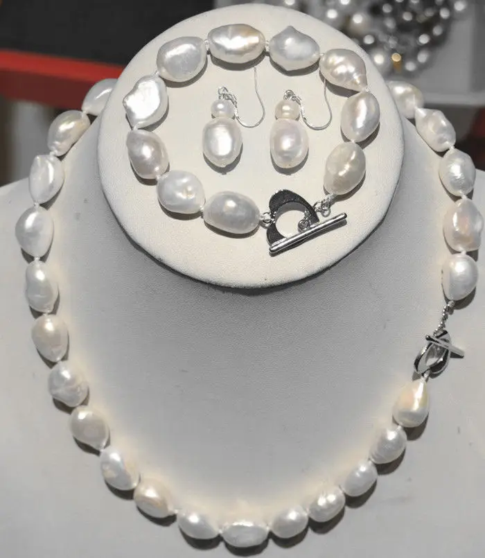 

Miss charm Jew.654 charming mm white baroque pearl necklace Bracelet Earring Sets (A0516)