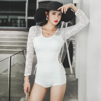 

One Piece Swimsuit Women Bathing Suits Swimwear New Arrival 2019 Sexy Long Sleeve Dot Polyester Sierra Surfer Female