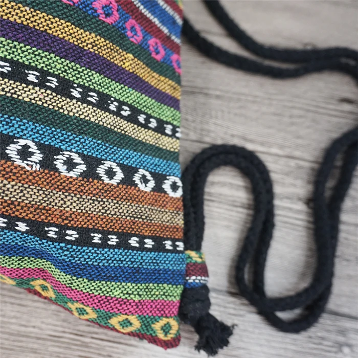 2022 Women Fabric Backpack Female Gypsy Bohemian Boho Chic Aztec Ibiza Tribal Ethnic Cottage Soft Brown Drawstring Rucksack Bags
