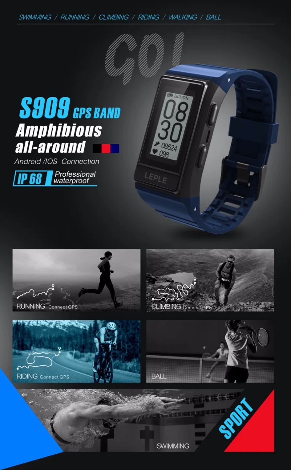 Smart Bracelet S909 outdoor Multiple Sports Watch Heart Rate Smart Wristband Fitness Tracker smart watch for ios android phone Smart Bracelet S909 outdoor Multiple Sports Watch Heart Rate Smart Wristband Fitness Tracker smart watch for ios android phone
