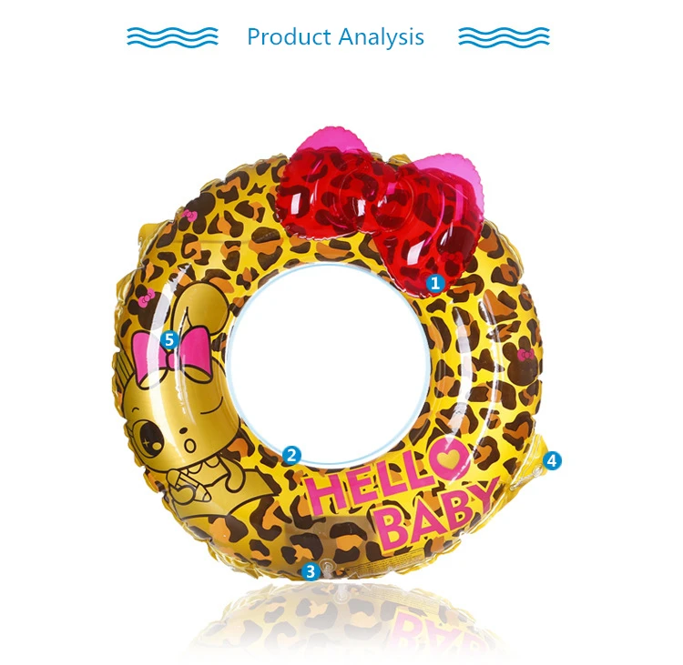 Супер большой бассейн надувной спасательный круг плавать кольцо Леопард родитель-ребенок плавать ming круг с милым бантом и мультяшным