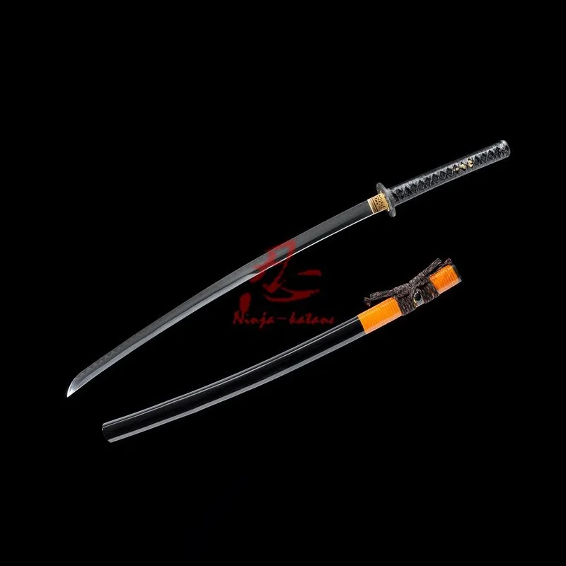 

clay tempered japanese samurai katana UNOKUBI-ZUKURI pine tree tsuba blade sharp sword