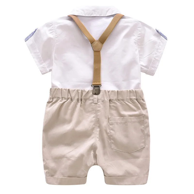 Детская одежда комбинезон комплект детской одежды для маленьких мальчиков, летняя джентльменская бабочка, рубашка с короткими рукавами+ шорты на подтяжках