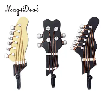 

3 PCS Guitar Heads Music Home Resin Clothes Hat Hanger Hook Wall Mounted
