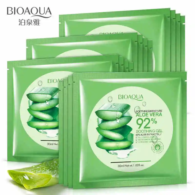 

10Pcs BIOAQUA Natural Aloe Vera Gel Face Mask Skin Care Moisturizing Oil Control Wrapped Mask Shrink Pores Facial Mask