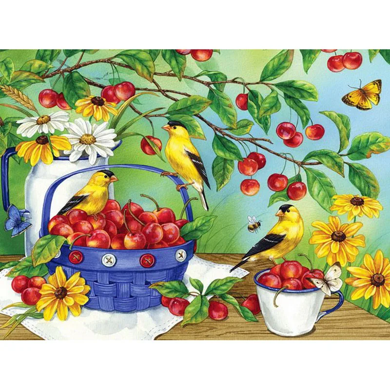 

5D DIY Diamond Painting landscape Cross Stitch Diamond mosaic Fruit basket bird diamond Embroidery rhinestones Christmas gift