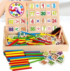 [Funny] Детские развивающие игрушки деревянные понимание цифровая арифметика время Цвет игра подсчет математики стержни набор обучающая