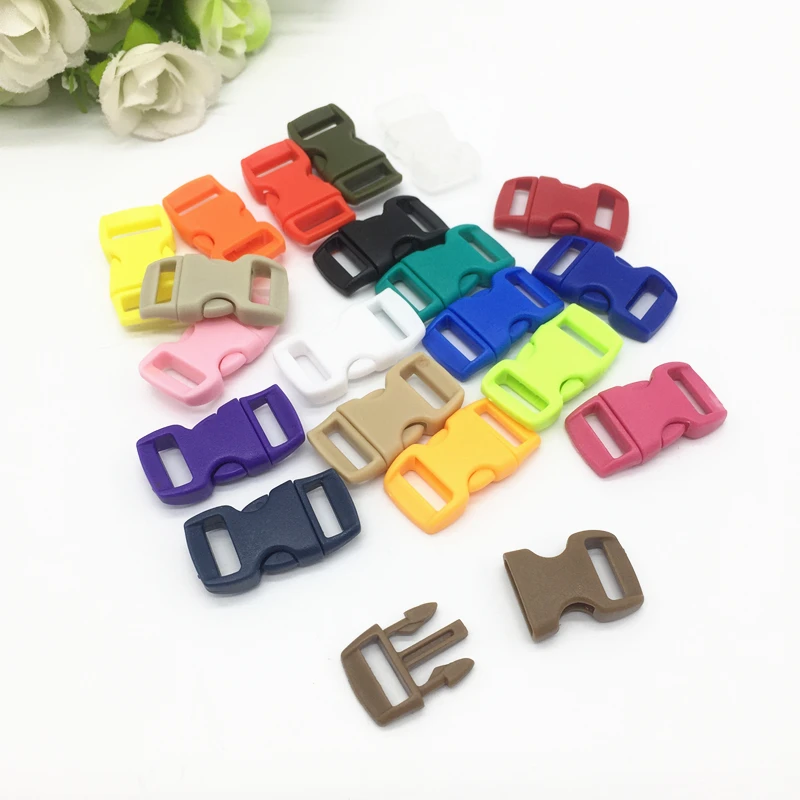 

10 pcs 3/8"(10mm) Colorful Curved Side Release Buckle Clasps For Paracord Bracelet Backpacks Clothes Bags Parts
