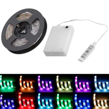 

2017 Led Light Waterproof IP65 2m/1.5m/1m/0.5m 5050 SMD RGB/Warm/Cool LED Flexible Strip Tape String Lamp with Battery Box