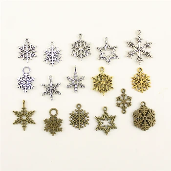 

10pcs Fashion Jewelry Making Christmas New Year Winter Snowflake Jewelry Findings Components Charm Pendant