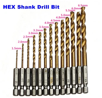 

13Pcs/Set Electrical High Speed Steel HEX shank Drill Bit HSS Metal Twist Drilling Bit