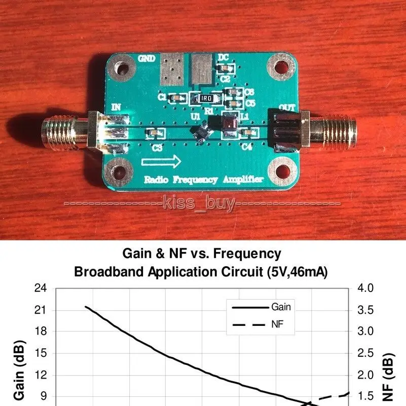 Dykb 100-4000MHz NF: 0 6 LNA широкополосный RF малошумный усилитель мощности модуль для FM HF VHF