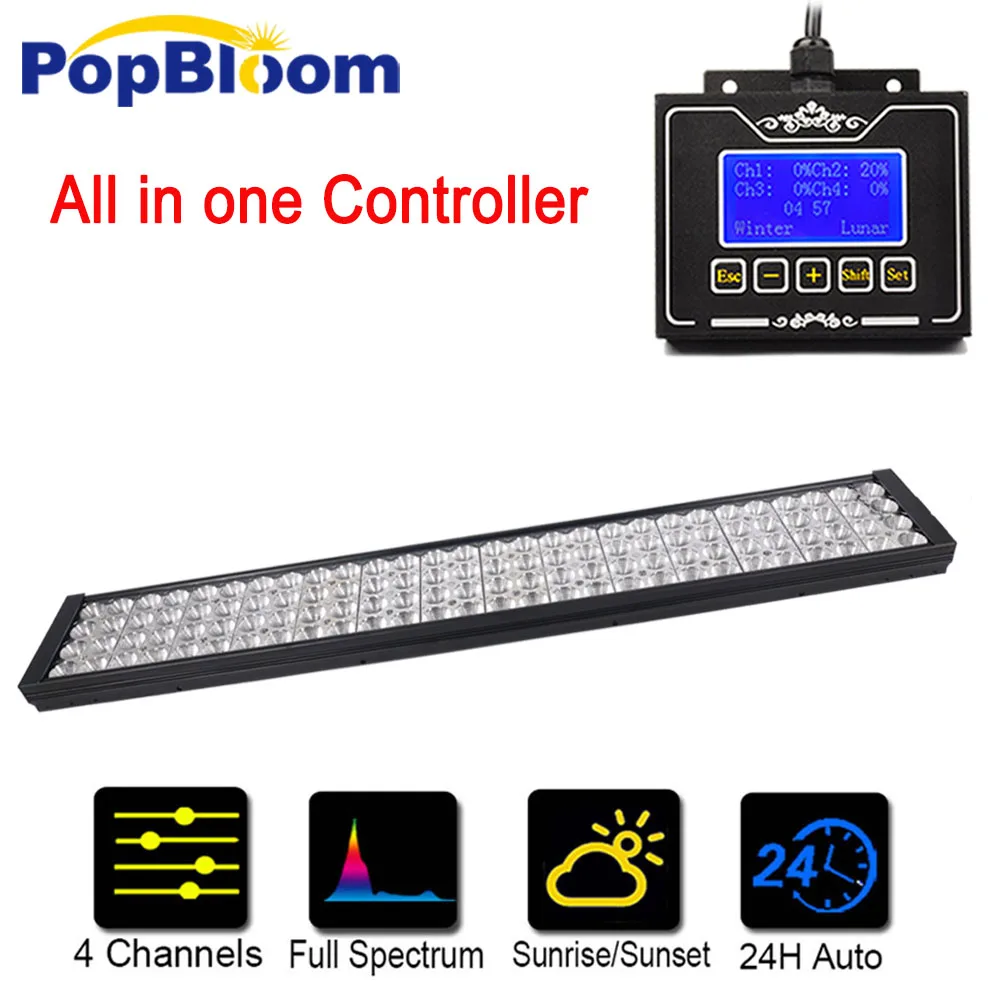 

PopBloom lamp led aquarium led smart reef aquarium light for 80-100cm marine coral fish tank with arm mounting kit MJ7BP1