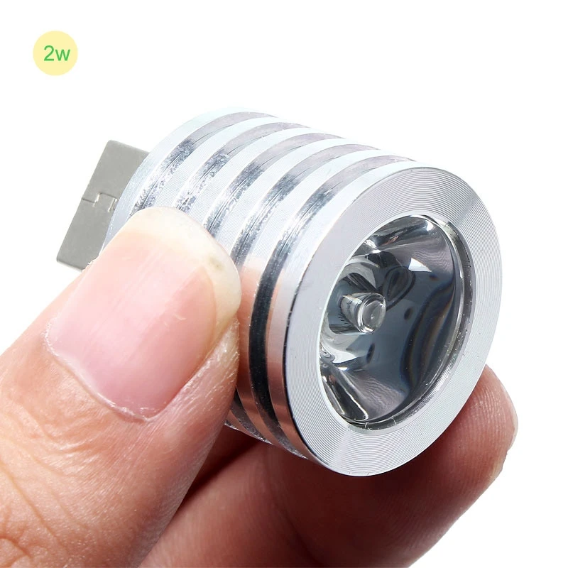 Portable Mini USB LED Spotlight Lamp Bulb Mobile Power Flashlight Silver 2W For Biking Fishing Traveling Hiking
