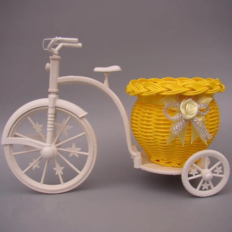 Zakka ротанга трехколесный велосипед декоративная плетеная корзина поплавок ваза цветочные горшки контейнеры для искусственных цветов домашний декор