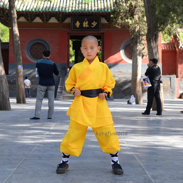 Di Colore giallo Monaco Shaolin Kung fu Uniforme Cinese di arti