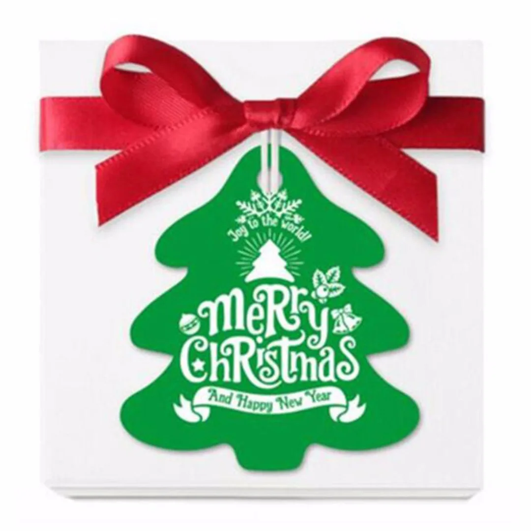 2018 New 25/50/100PCS Christmas Paper Gift Wrap Tags Label Xmas Decorative Bake Pack DIY