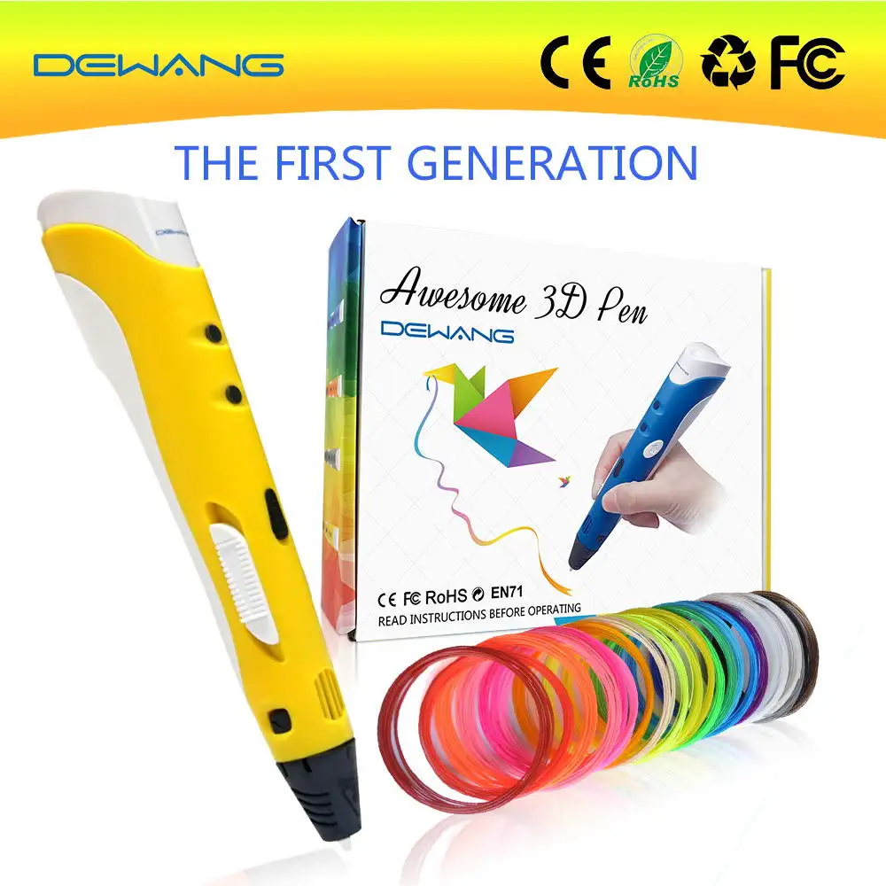 DEWANG ручка с множеством оттенков 3D ручки 100 м ABS нить 3d принтер ручка подарок на день рождения ABS 3D печать ручка для школы гаджет Lapiz 3D карандаш - Цвет: Yellow Pen 100m ABS