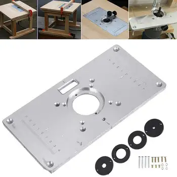 

Router Table Plate 700C Aluminum Router Table Insert Plate + 4 Rings Screws for Woodworking Benches, 235mm x 120mm x 8mm(9.3in