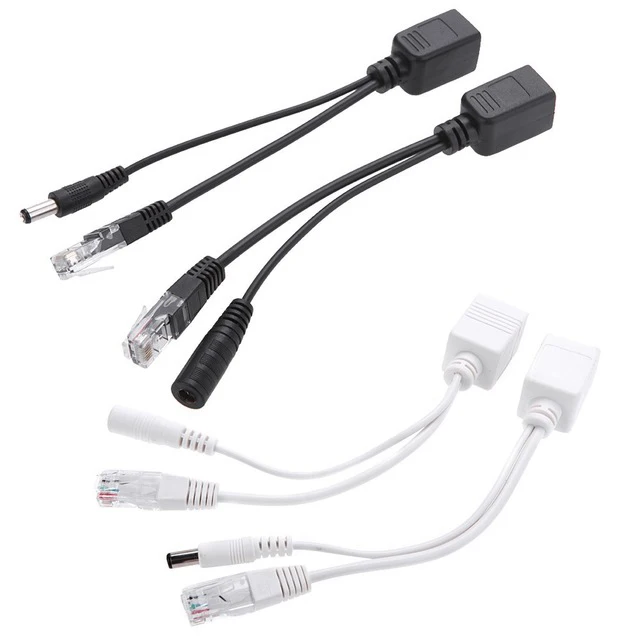 60pcs(30 pair) POE  Cable white/black colour POE Splitter + POE Injector CCTV Adapter 12V Power Supply Cable  CCTV Accessory