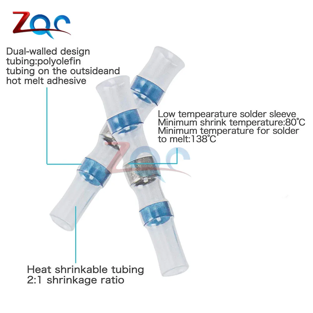 100 шт термоусадочный припой термоусадочный рукав водонепроницаемый провод обжимной стыковой клеммы Терминатор Электрический Конектор