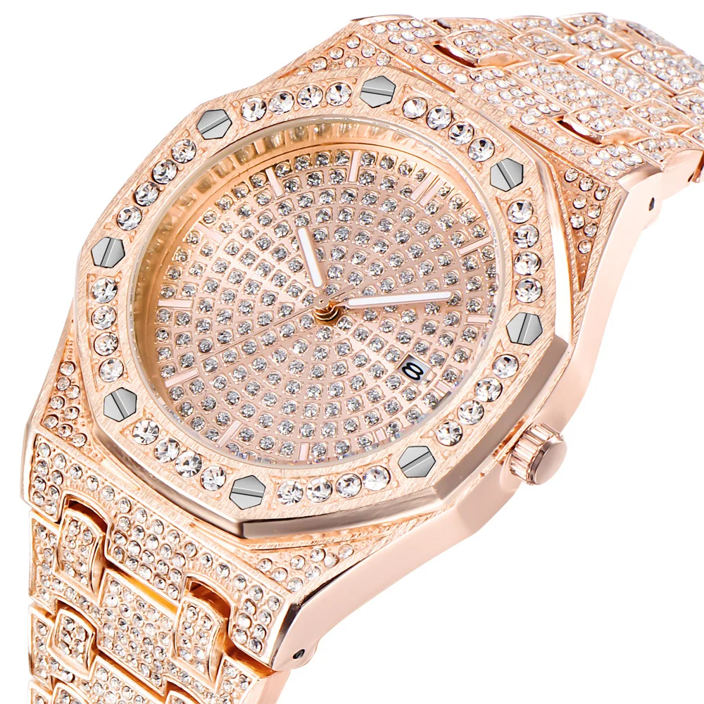 Hip Hop ICED out Bling Diamond Watch Men Business Quartz Mens Wrist