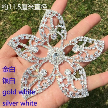 

11.5cm star shape crystal gold applique for garment and dress accessory big flower strass trims for bridals shoes bags crystal