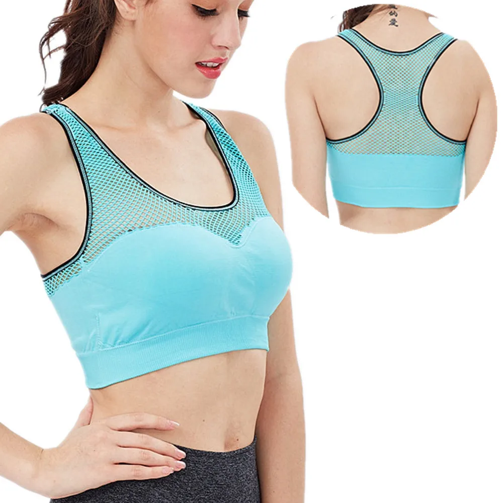 High Quality Women Quick Drying Cotton Net Fabric Comfortable Bra Top Vest Underwear Fitness